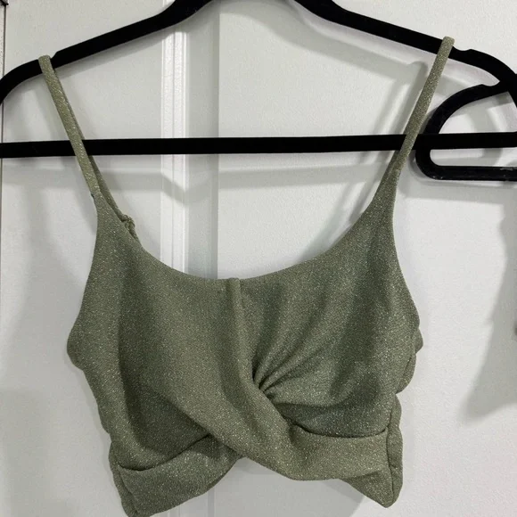 Beach Riot Bikini Kenzie Top & Zuri Bottoms Beryl Green Shimmer Size Small - Picture 7 of 12